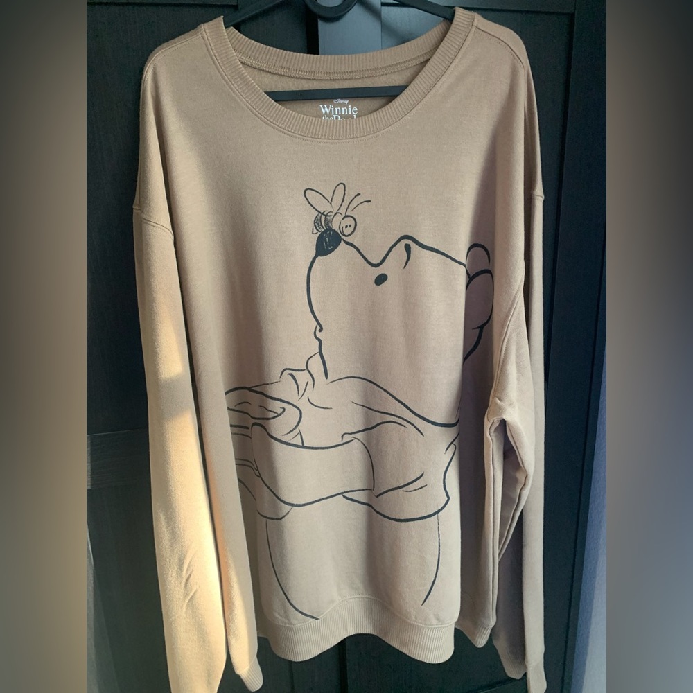Disney Winnie The Pooh Black Brown Tan Honey Bee 3X Women Pullover Sweatshirt